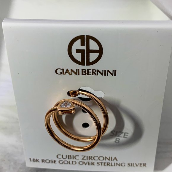 18k Rose Gold over sterling silver cubic zirconia - Picture 1 of 4